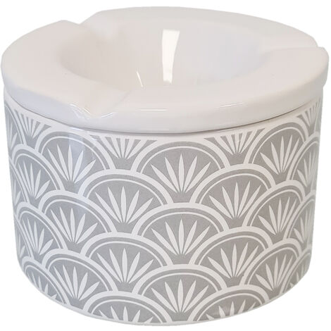 Cendrier anti-odeur Blanc et Gris 10 cm