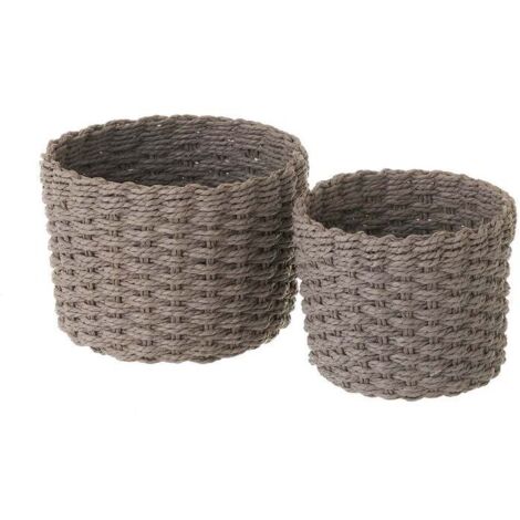 Set 2 panières grises en fibre de papier tressée (1/4)