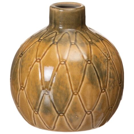 Vase rond moutarde patiné (1/4)