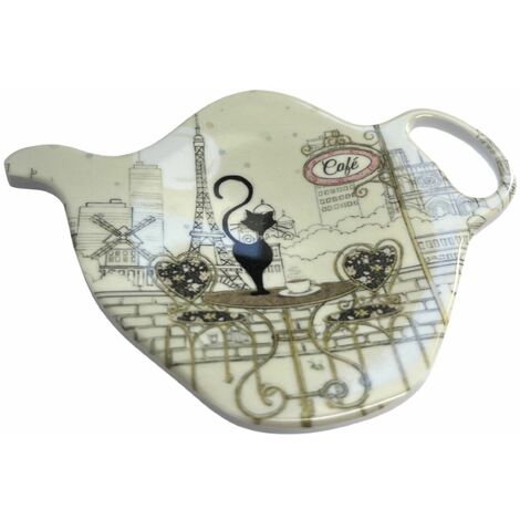 Soucoupe pour sachet de thé chat café parisien (1/2)