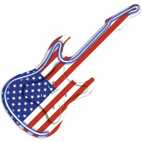 Pendule en forme guitare néon Etats-Unis (1/2)