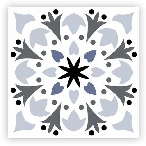 6 stickers à carreaux de ciment gris 15 x 15 cm (1/2)