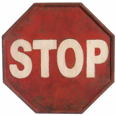 Plaque métallique vieillie à suspendre STOP 40 cm