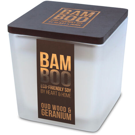 Bougie éco responsable bois de oud géranium heart and home (1/3)