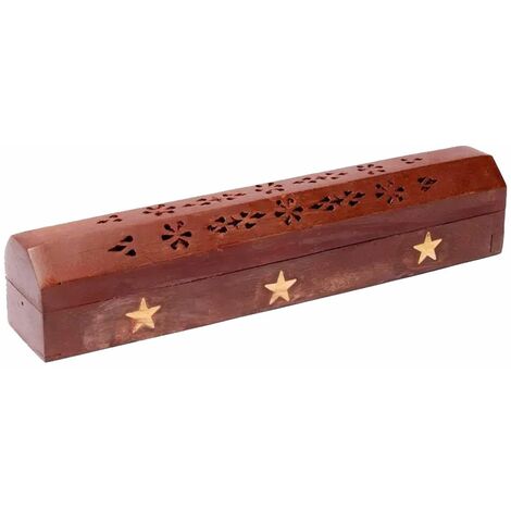 Boite Porte encens en bois motif Etoiles (1/2)