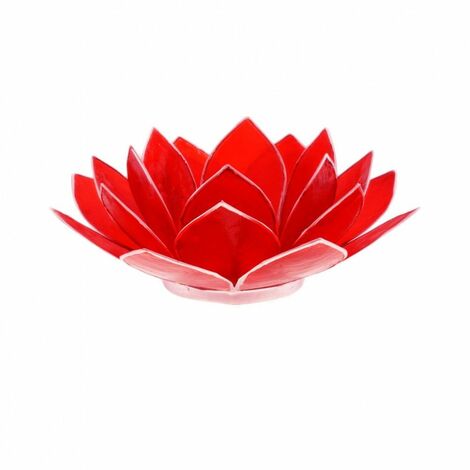 Porte Bougie Fleur de Lotus rouge et argent 1er chakra (1/2)