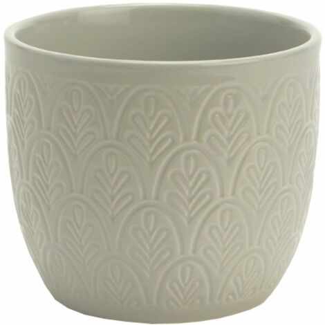 Cache-pot en céramique gris – Hauteur 10 cm – Diamètre 11.5 cm – Pour décoration intérieure – Résistant aux chocs – Amadeus