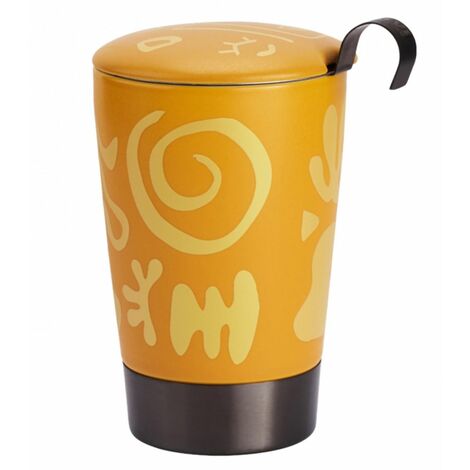 Tasse en porcelaine à double paroi avec infuseur Opéra Jaune (1/2)