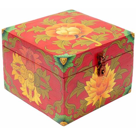 Coffret Tibétain fleur peint à la main (1/2)