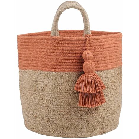 Panier Beige et Brique en Jute et coton MAORI (1/2)
