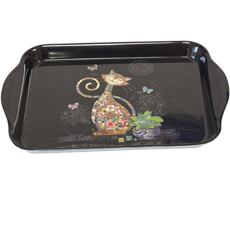 Petit Plateau Mélamine Décor Chat Sur Ordinateur - Design Mignon - Pour Bureau Ou Cuisine