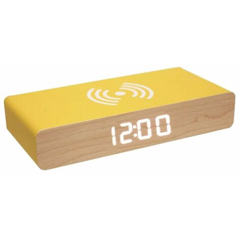 Réveil lumineux jaune induction – Chargeur QI intégré – Dimensions 16x7,5x2,9cm – Affichage heure et alarme – La Chaise Longue