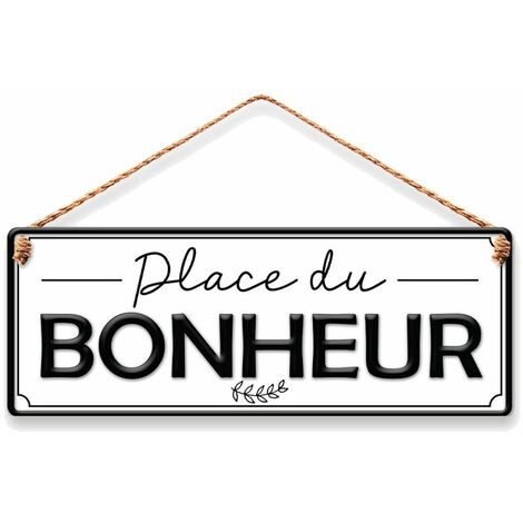 Plaque à suspendre relief - PLACE DU BONHEUR 40 cm (1/2)