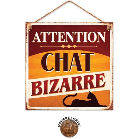 Plaque métallique Attention Chat 20 cm (1/3)