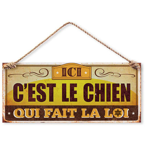Plaque métallique Chien qui fait la Loi 30 cm (1/5)