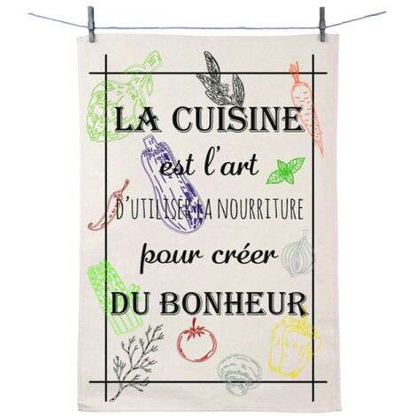 Essuie main en coton décoré - Cuisine art du bonheur