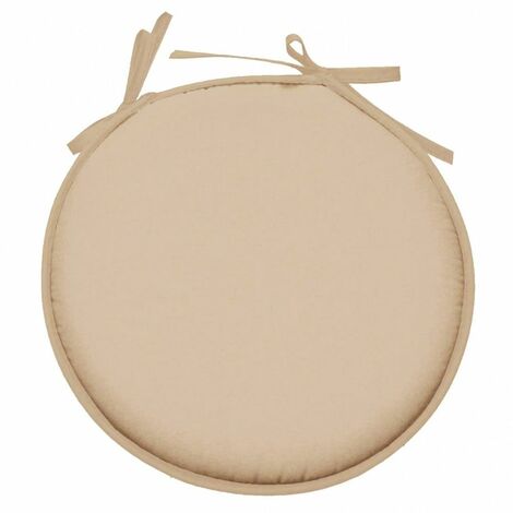 Galette de chaise ronde en polyester ton lin