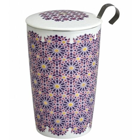 Tasse en porcelaine à double paroi avec infuseur Andalusia rose (1/3)