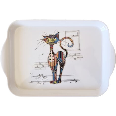 Petit Plateau Mélamine 'Chats' Multicolore (Chacrément Mignon !) - 21x14 Cm - [A2547