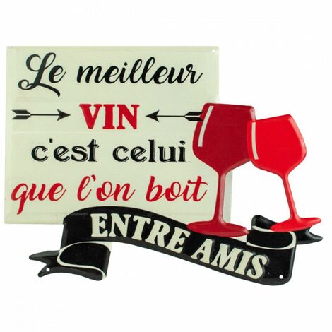 Plaque décorative métallique - Le meilleur Vin (1/2)