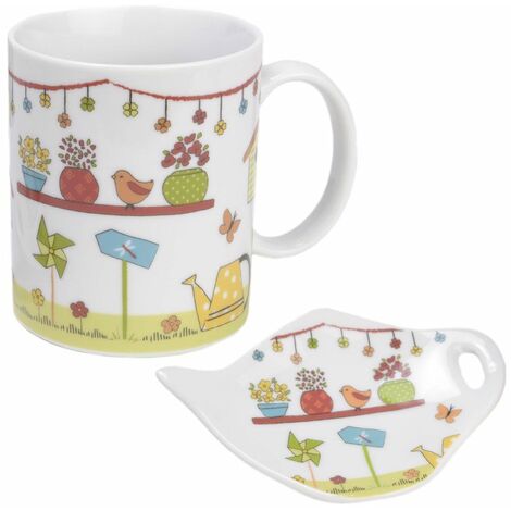 Tasse en céramique avec pose sachet de thé - Jardin