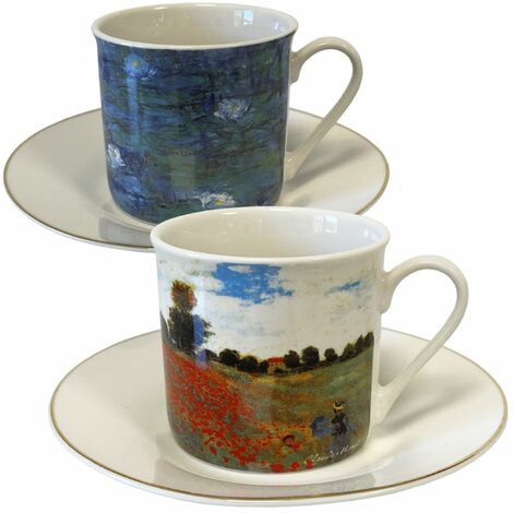 Coffret de Tasses et sous-tasses en céramique Claude Monet