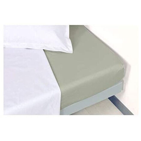 Drap housse Cendre en percale de coton 80 fils 90 x 190 x 30 cm (1/4)