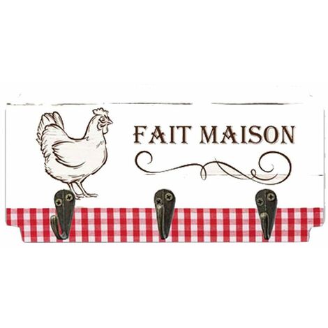 Patère de salle de bain en MDF – 3 crochets pour torchons – Dimensions 8x17.5x1.5 cm – Fixation murale facile – Sud Trading (1/2)