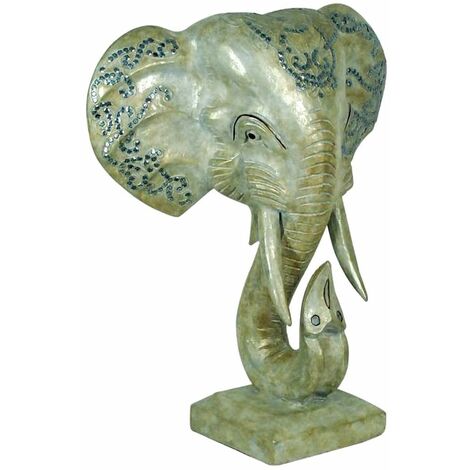 Statue Éléphant en bois patiné (1/2)
