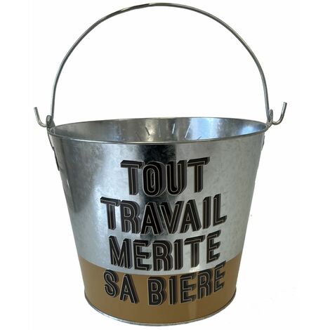 Seau à bière en métal aspect zinc (1/3)