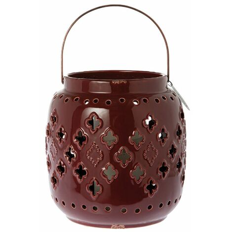 Grand porte bougie en céramique bordeaux (1/2)
