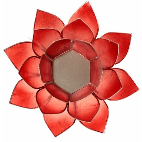 Porte Bougie Fleur De Lotus Rouge Nuanc Et Argent Er Chakra