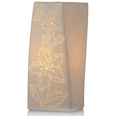 Lampe à poser blanche Ellipse fleurie (1/2)
