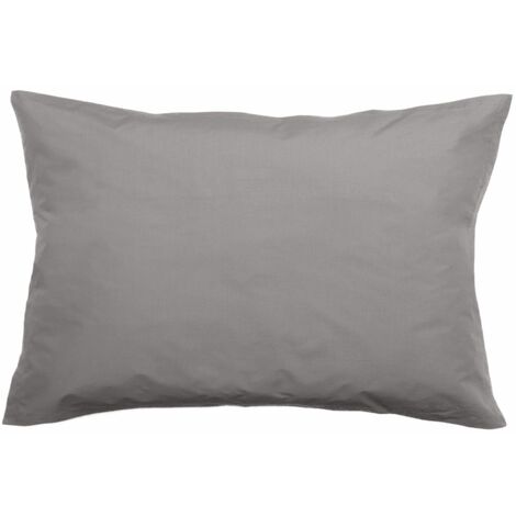 Taie d'oreiller en percale de coton 80 fils 50x70 cm - Cendre (1/3)