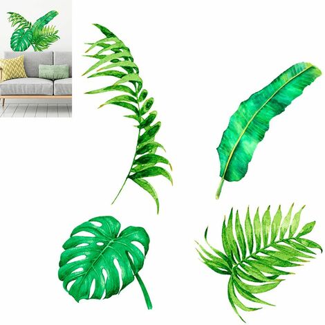 Runtoo Stickers Muraux Animaux De La Jungle Forêt Autocollant Mural Palmier Tropical Éléphant Girafe Deco Stickers Chambre Enfants Bébé Salon Décoration