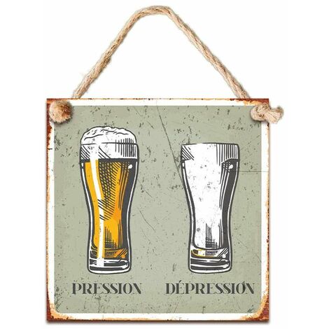 Plaque métal à suspendre PRESSION DEPRESSION 20 cm (1/2)
