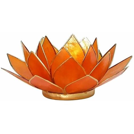 Porte Bougie Fleur De Lotus Orange Et Or Nd Chakra