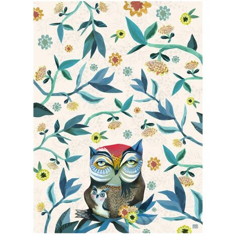 Torchon en coton décoré The Owl and Owlet par Allen (1/2)