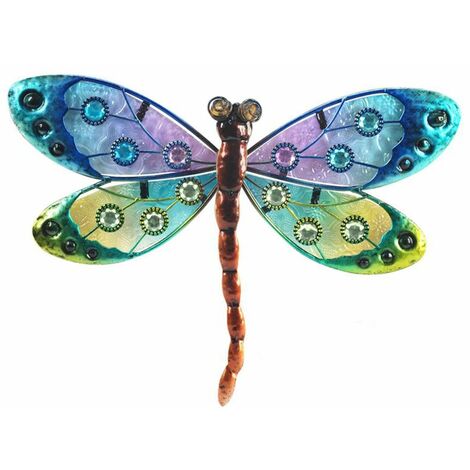 Libellule de décoration murale 17 x 25 cm - modèle Multicolore (1/2)