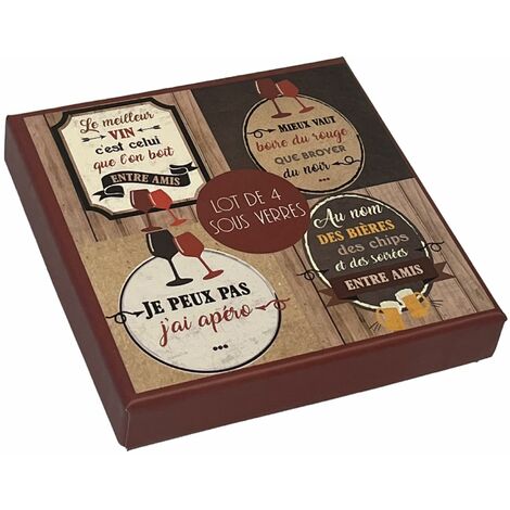 2 Lots De 4 Sous-verres Rétro Spoof - Thème Noël Et Anniversaire, Neufs En Boîte