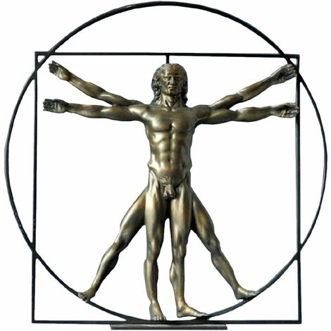 Statuette de collection homme de Vitruve 22 cm – Métal et résine couleur bronze – Détails méticuleux de Léonard de Vinci