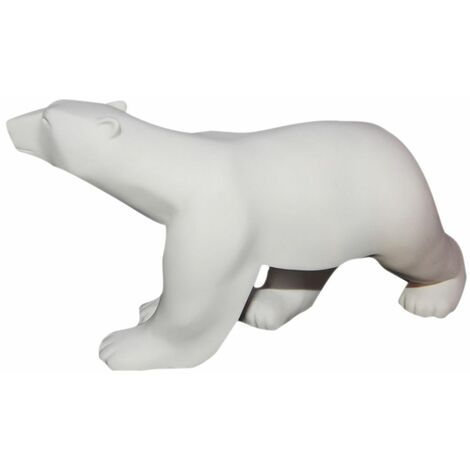 Statue ours blanc François Pompon 18 cm – Résine blanche – Dimensions 18x35x8 cm – Sculpture moderne pour collection