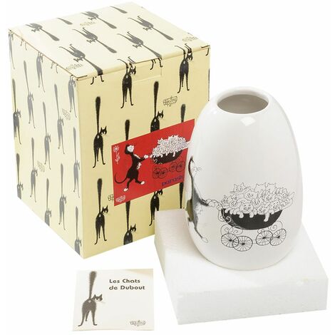 Vase Céramique Rond Parastone - Chats Par Dubout, Blanc