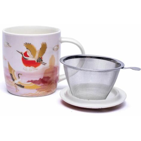 Mug Avec Infuseur Intégré Blush - Porcelaine Blanche, Marque Faye, Fabriqué En France