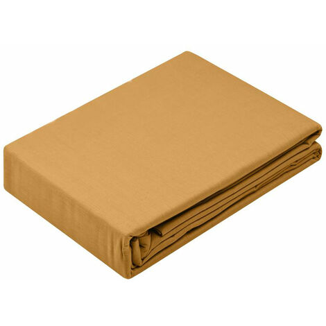 Drap Housse en coton Bio Couleur Curry - 140 x 190 cm (1/3)