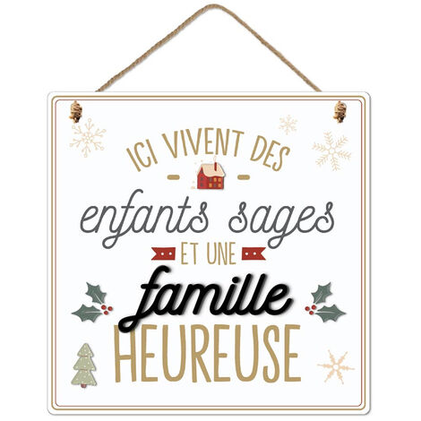 Plaque à suspendre Noël famille heureuse (1/2)