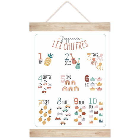 Kakemono en bois j'apprends les chiffres (1/2)