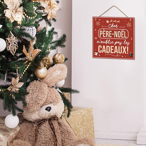 Panneau Décoratif Noël "Je Crois Au Père Noël" - Aluminium Vintage à Suspendre - Déco De Fête