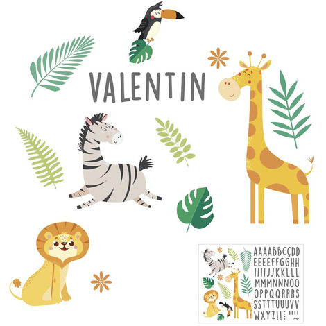 Autocollant Mural pour enfants avec prénom savane (1/2)