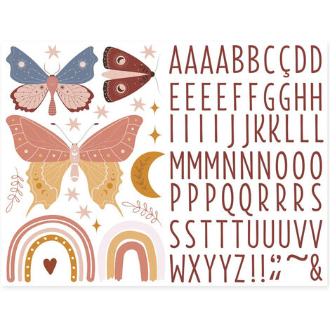 Autocollant Mural pour enfants avec prénom Papillons (1/2)